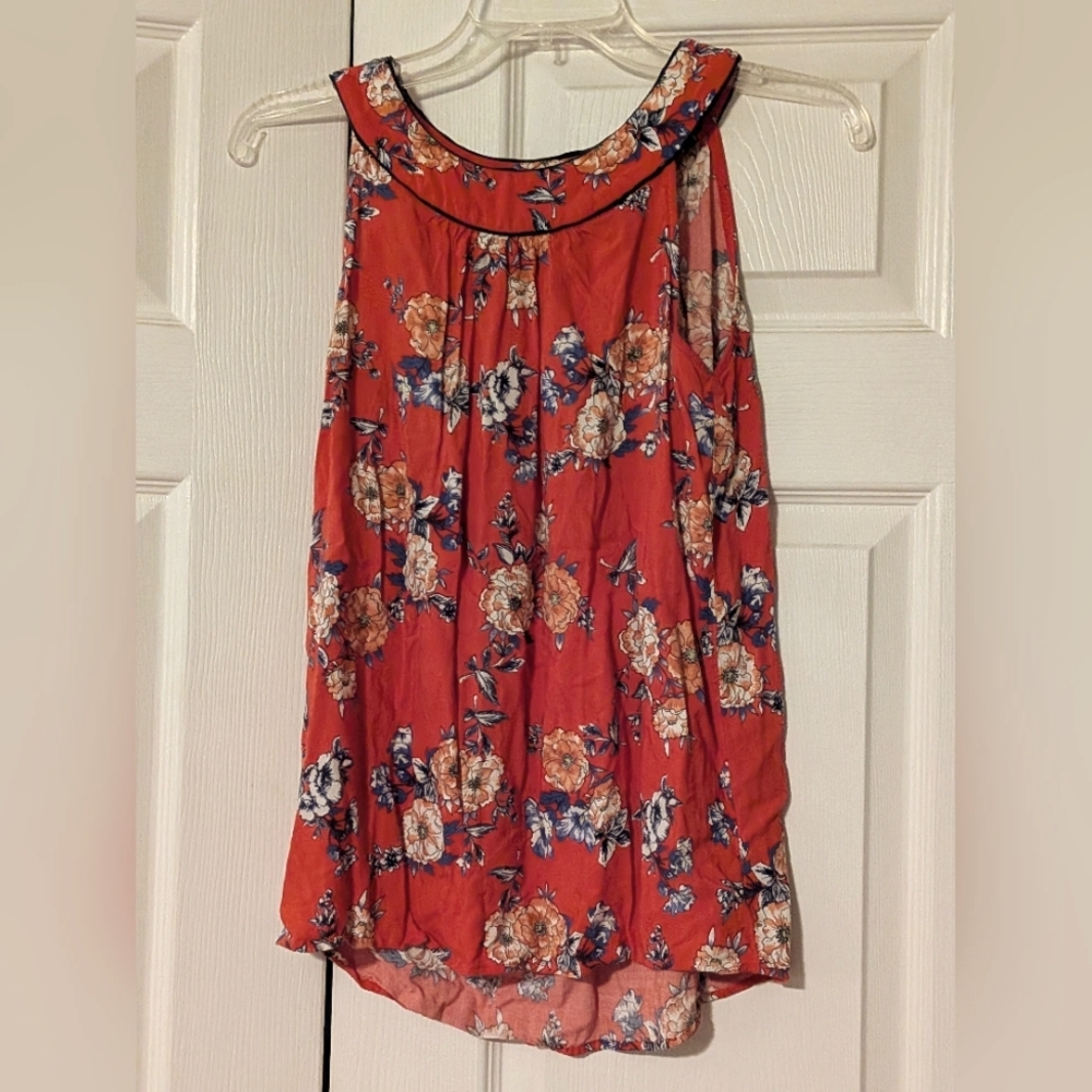 AGB Red/Orange Floral Blouse